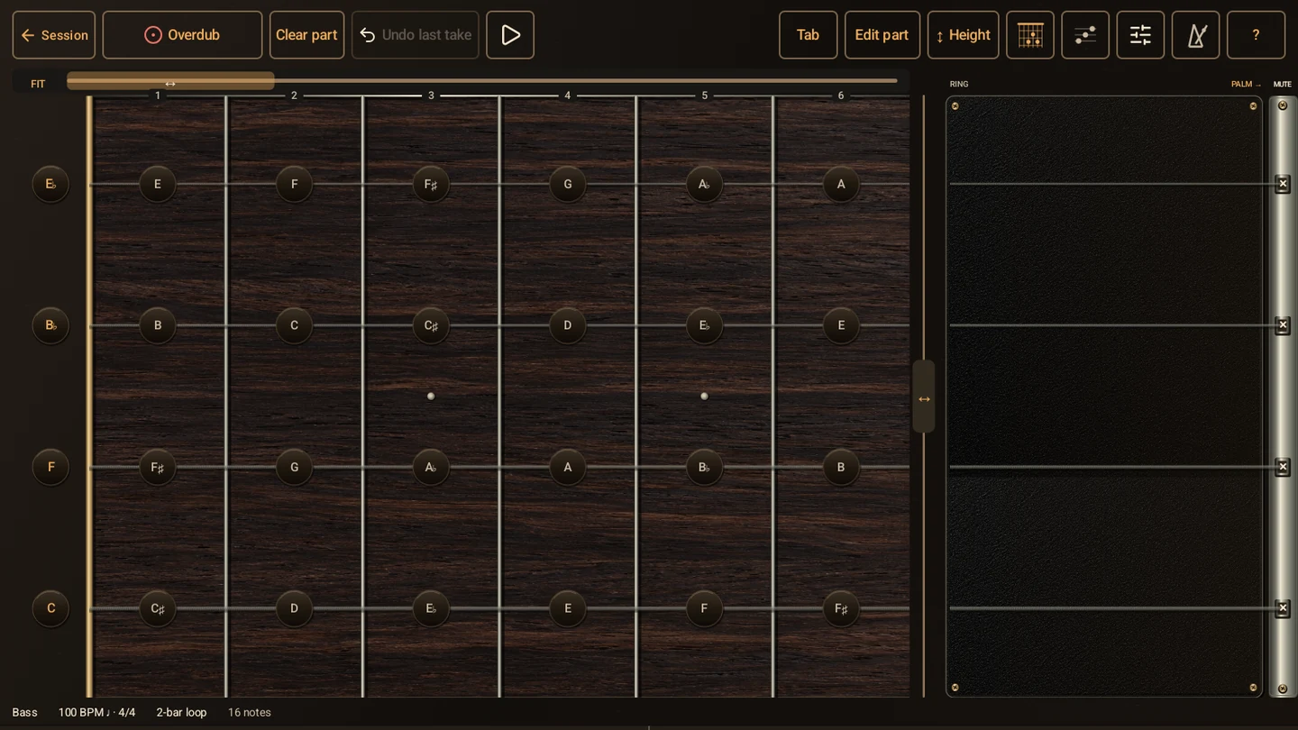 RiffJam Bass touch instrument on Android